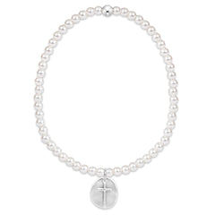 classic pearl 3mm bead bracelet - inspire small sterling charm