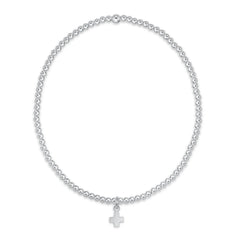 Classic Sterling 2mm Bead Bracelet - Signature Cross Small Sterling Charm