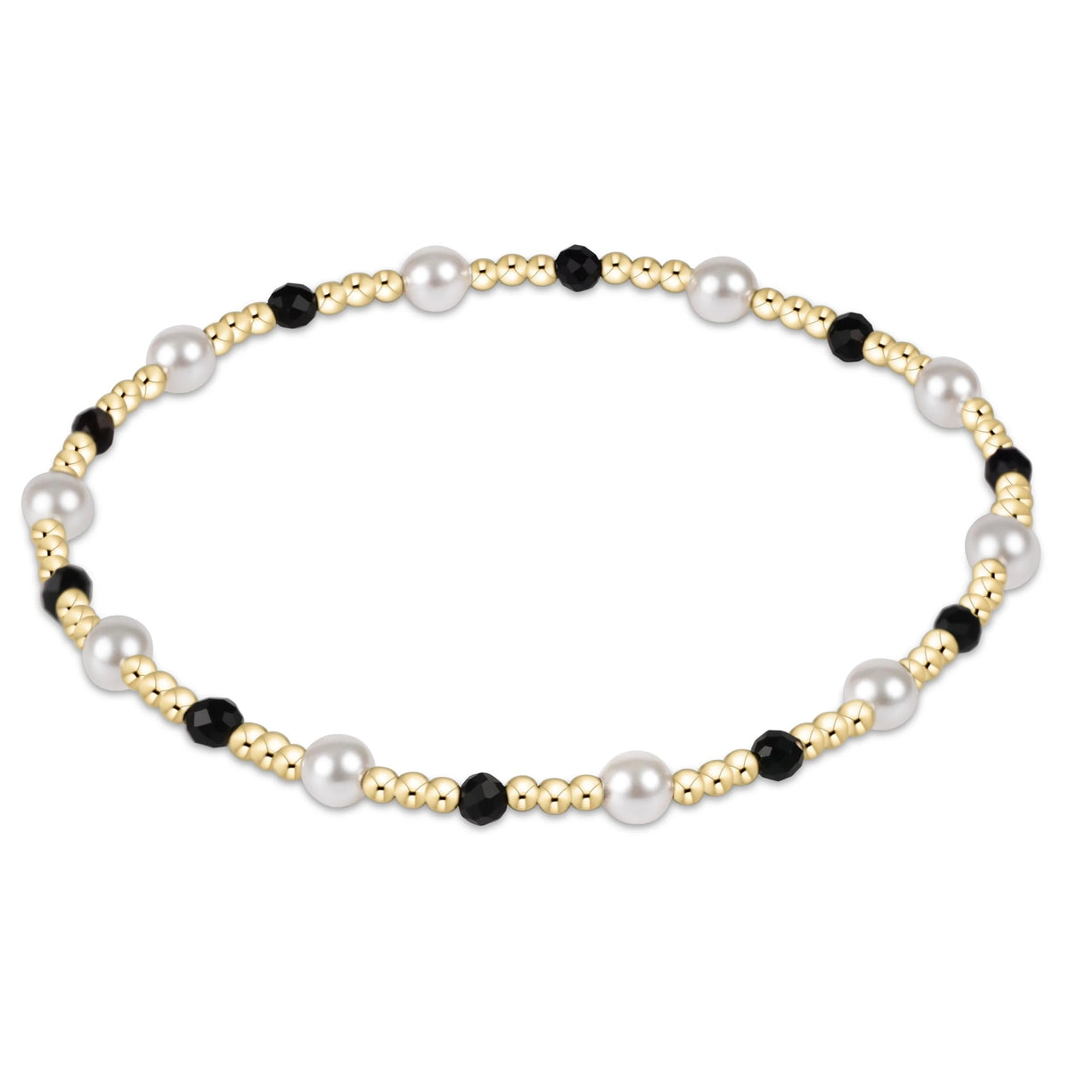 Pearl Sincerity Pattern 4mm Bead Bracelet - Faceted Onyx
