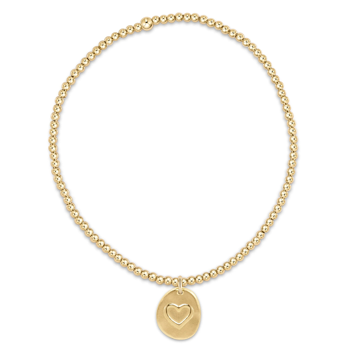 classic gold 2mm bead bracelet - inspire love small gold charm