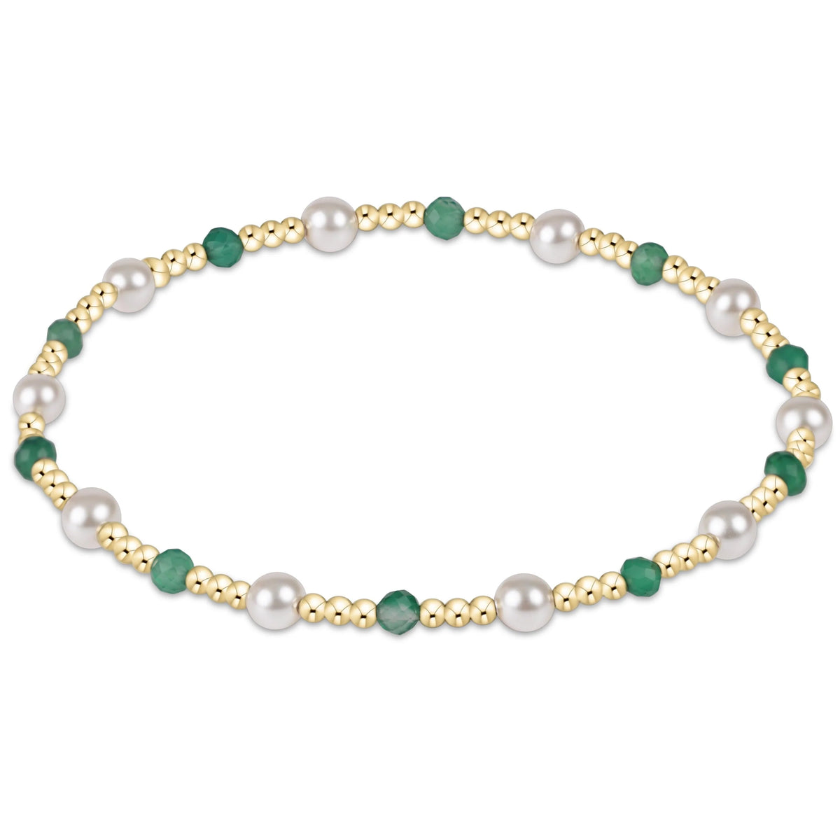 Pearl Sincerity Pattern 4mm Bead Bracelet - Green Onyx