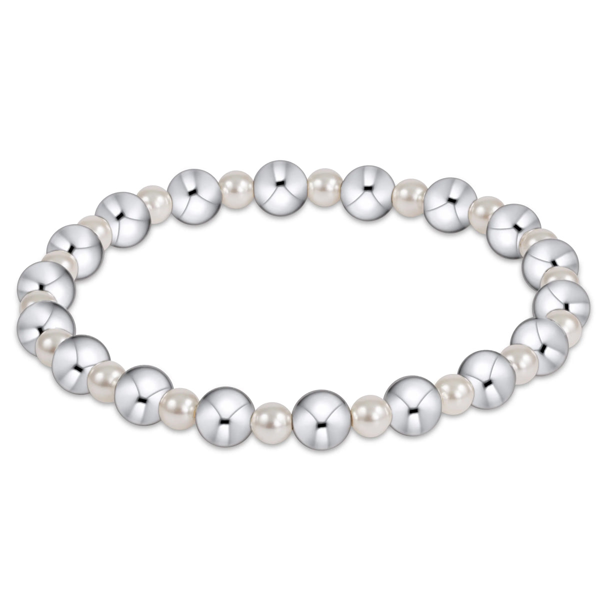 Pearl Grateful Pattern 4mm Bead Bracelet - 6mm Sterling