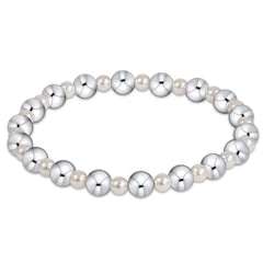 Pearl Grateful Pattern 4mm Bead Bracelet - 6mm Sterling
